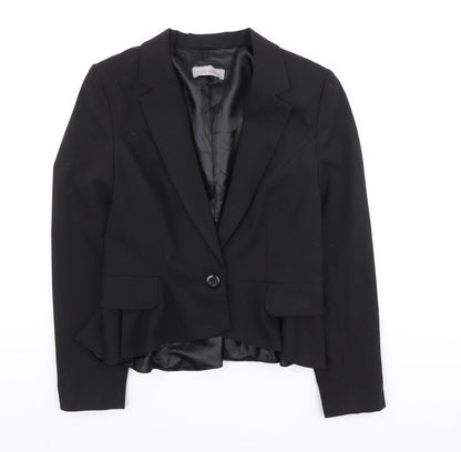 Dorothy Perkins Womens Black Polyester Jacket Blazer Size 10 - Frill Detail