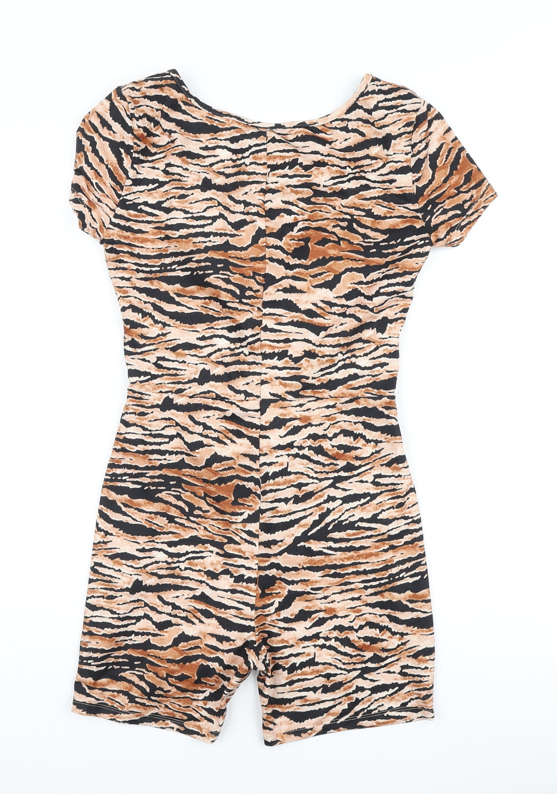 SheIn Womens Black Animal Print Polyester Romper One-Piece Size S L3 in - Ring detail