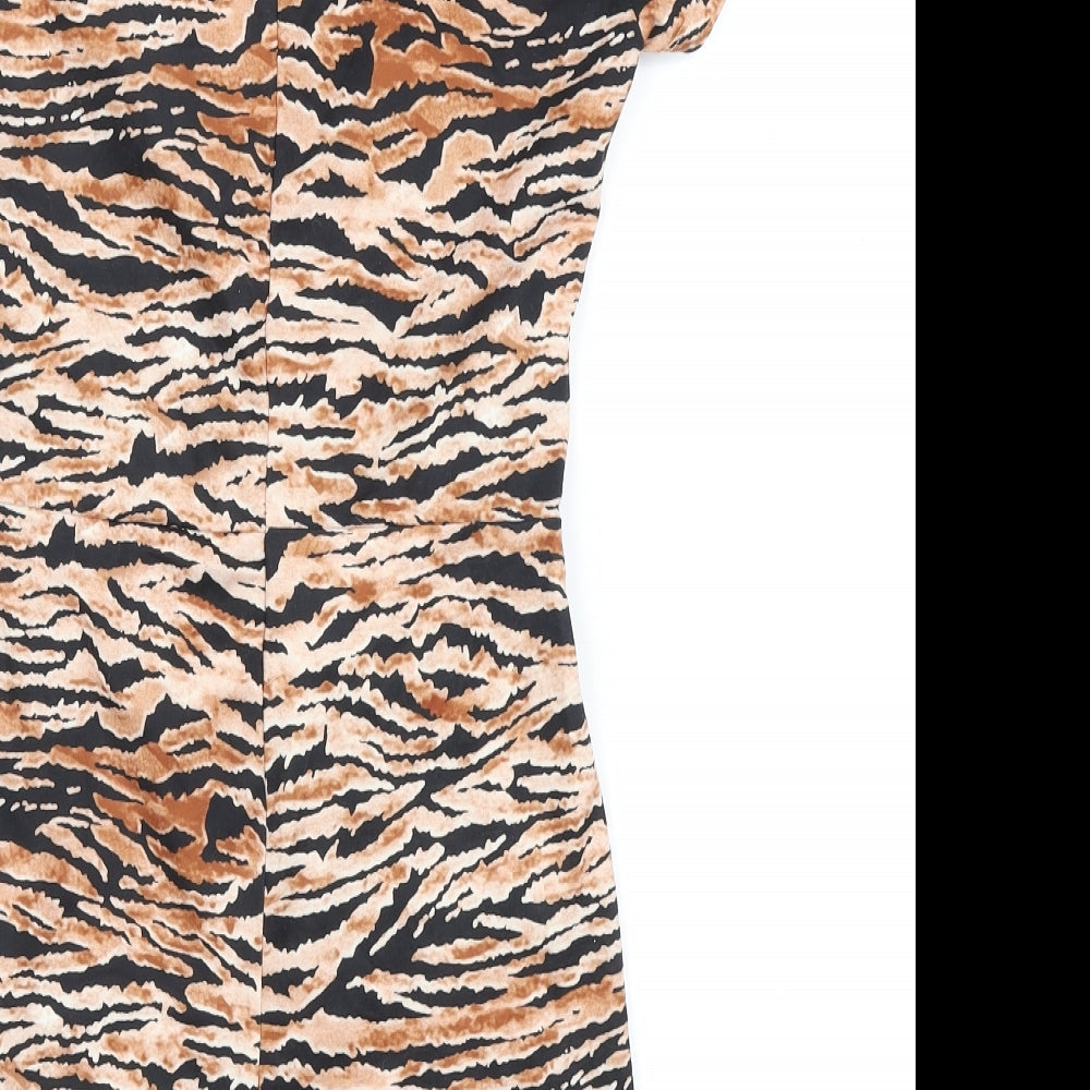 SheIn Womens Black Animal Print Polyester Romper One-Piece Size S L3 in - Ring detail