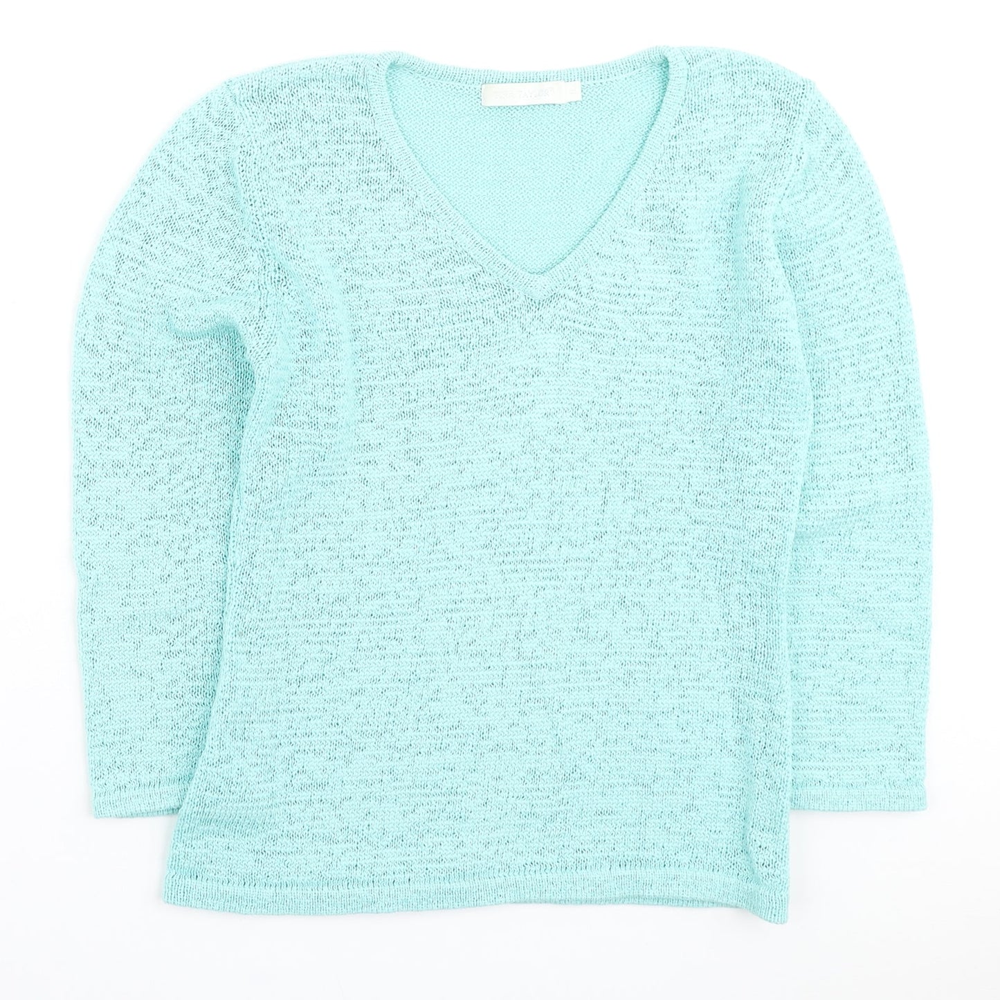 Tina Taylor Womens Blue Round Neck Cotton Pullover Jumper Size S