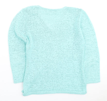Tina Taylor Womens Blue Round Neck Cotton Pullover Jumper Size S