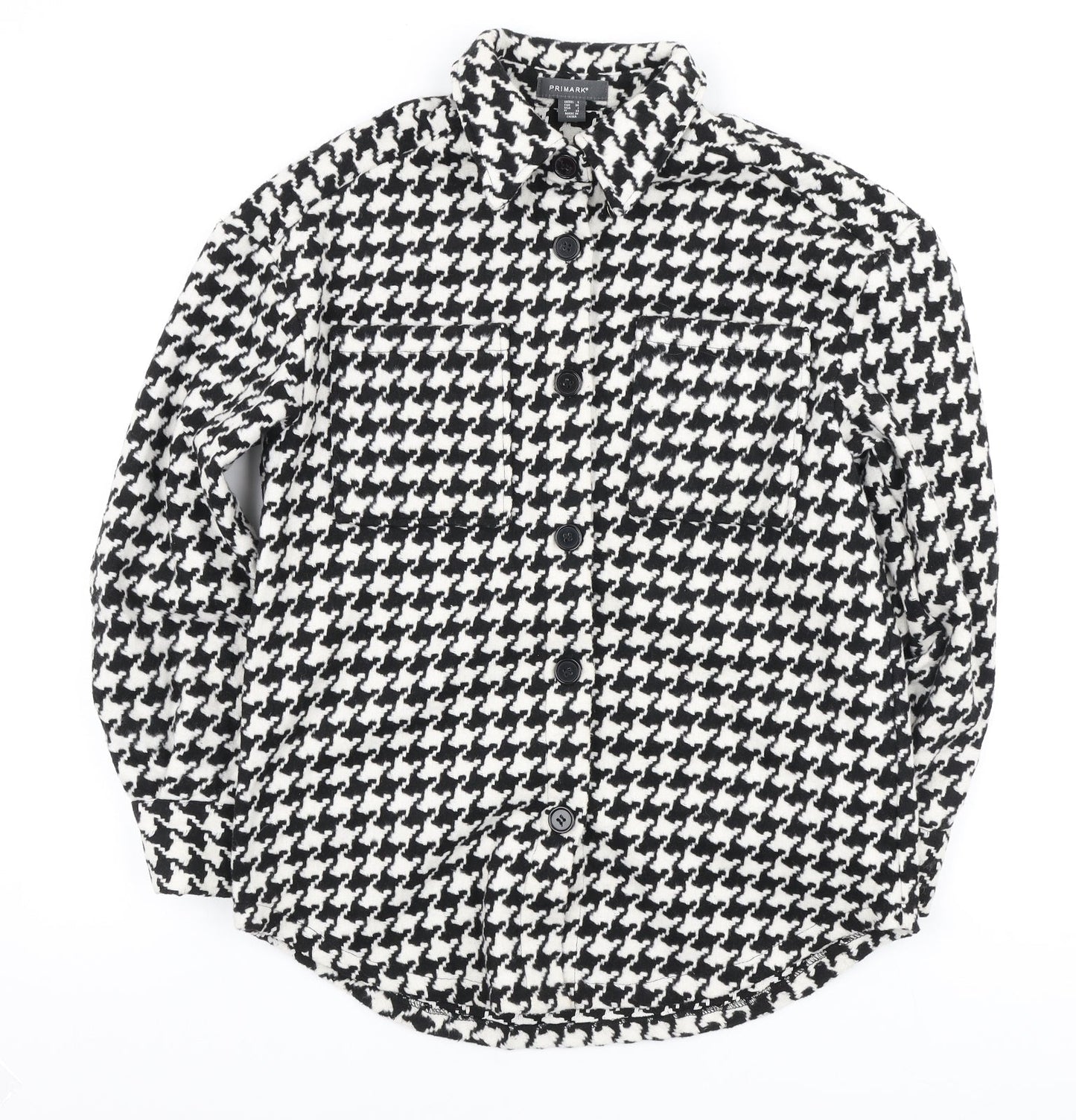 Primark Womens Black Geometric Jacket Size 6 Button