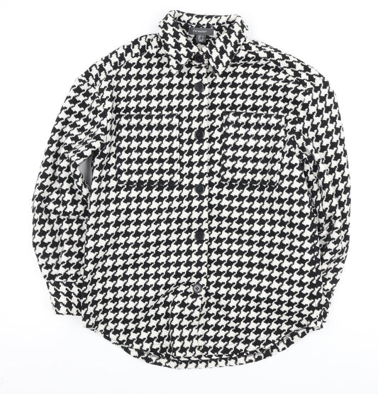 Primark Womens Black Geometric Jacket Size 6 Button