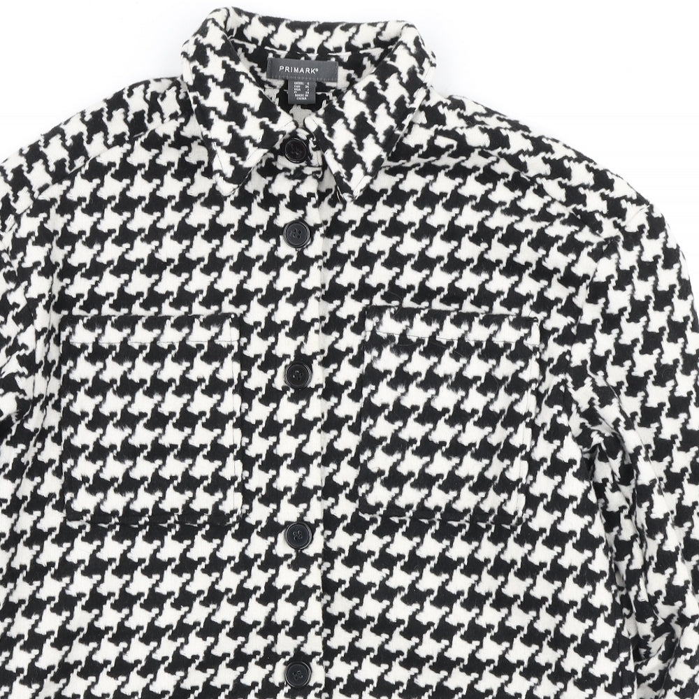 Primark Womens Black Geometric Jacket Size 6 Button