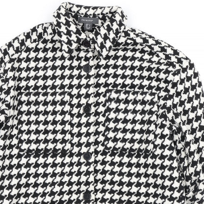Primark Womens Black Geometric Jacket Size 6 Button