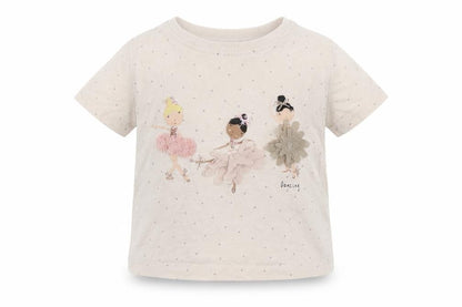 NEXT Girls Ivory Polka Dot Cotton Basic Polo Size 3-6 Months Round Neck - Dancing