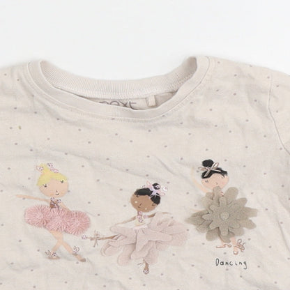 NEXT Girls Ivory Polka Dot Cotton Basic Polo Size 3-6 Months Round Neck - Dancing