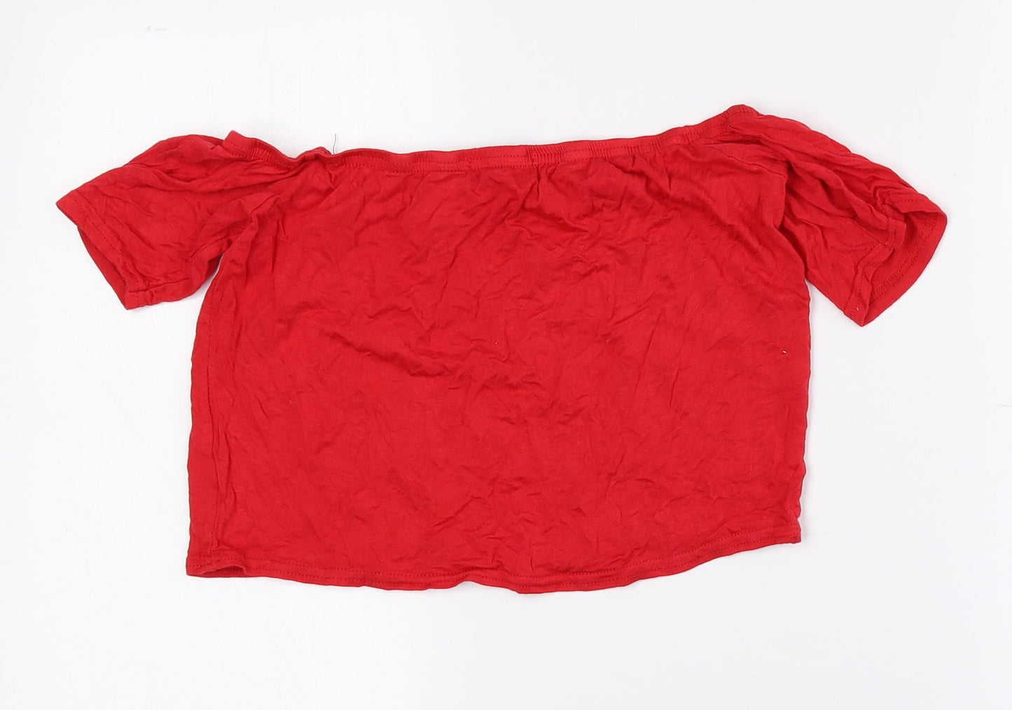 Womens UK Size 12 PRETTYLITTLETHING Red Cropped T-Shirt