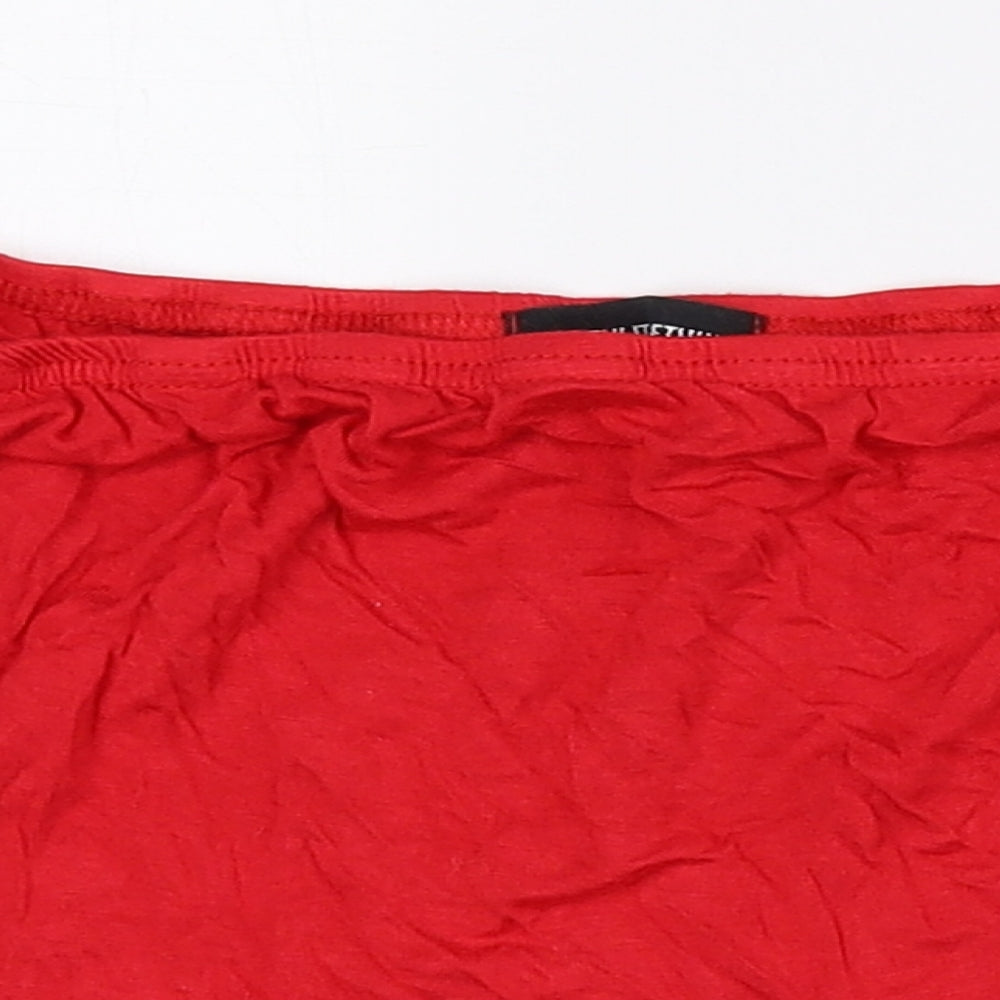 Womens UK Size 12 PRETTYLITTLETHING Red Cropped T-Shirt
