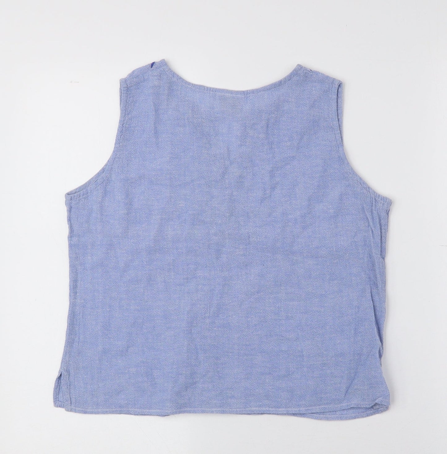 HHG Womens Blue Geometric 100% Cotton Cropped Tank Size XL V-Neck