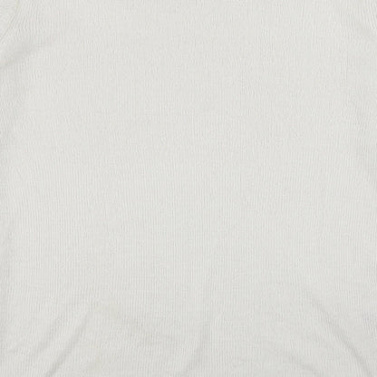 Joie De Vure Womens White Round Neck Acrylic Pullover Jumper Size M - Split hem details