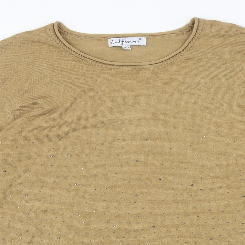 Womens UK Size M Mudflower Brown Jersey T-Shirt