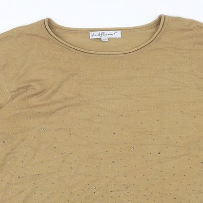 Womens UK Size M Mudflower Brown Jersey T-Shirt