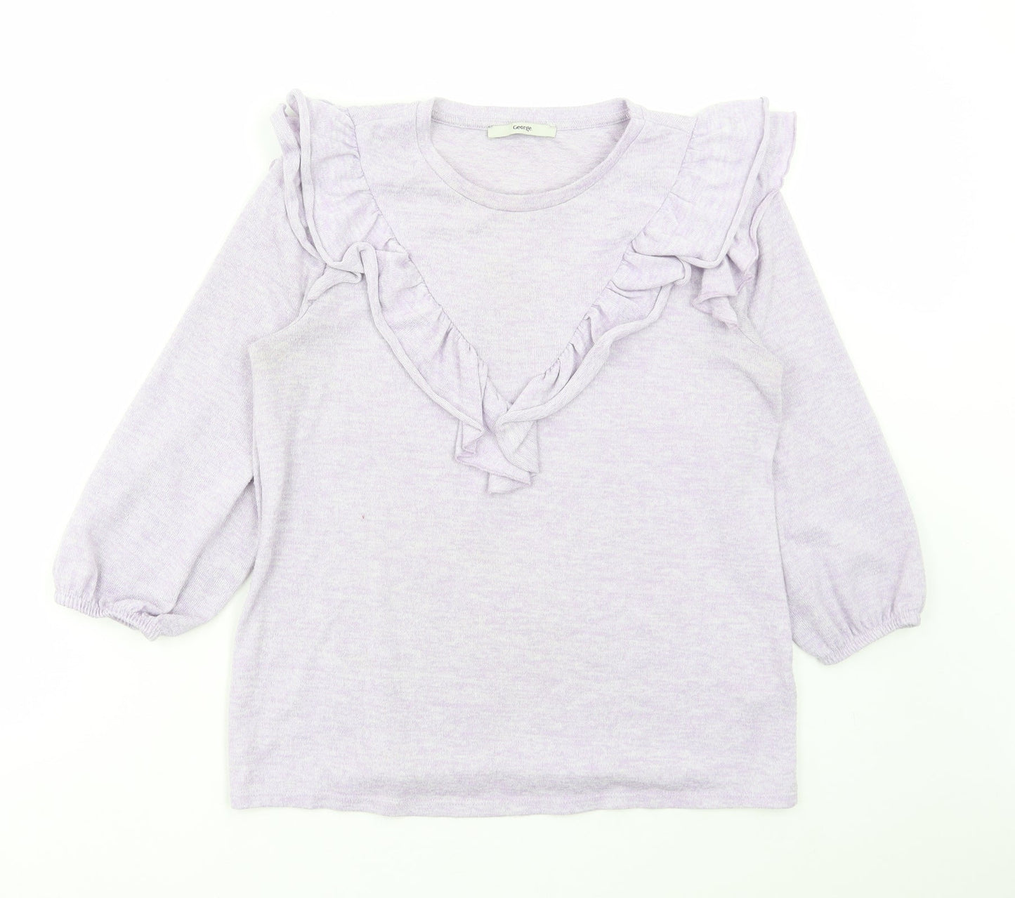 George Womens Purple Polyester Basic T-Shirt Size S Round Neck