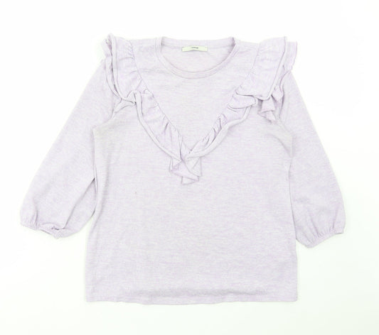 George Womens Purple Polyester Basic T-Shirt Size S Round Neck