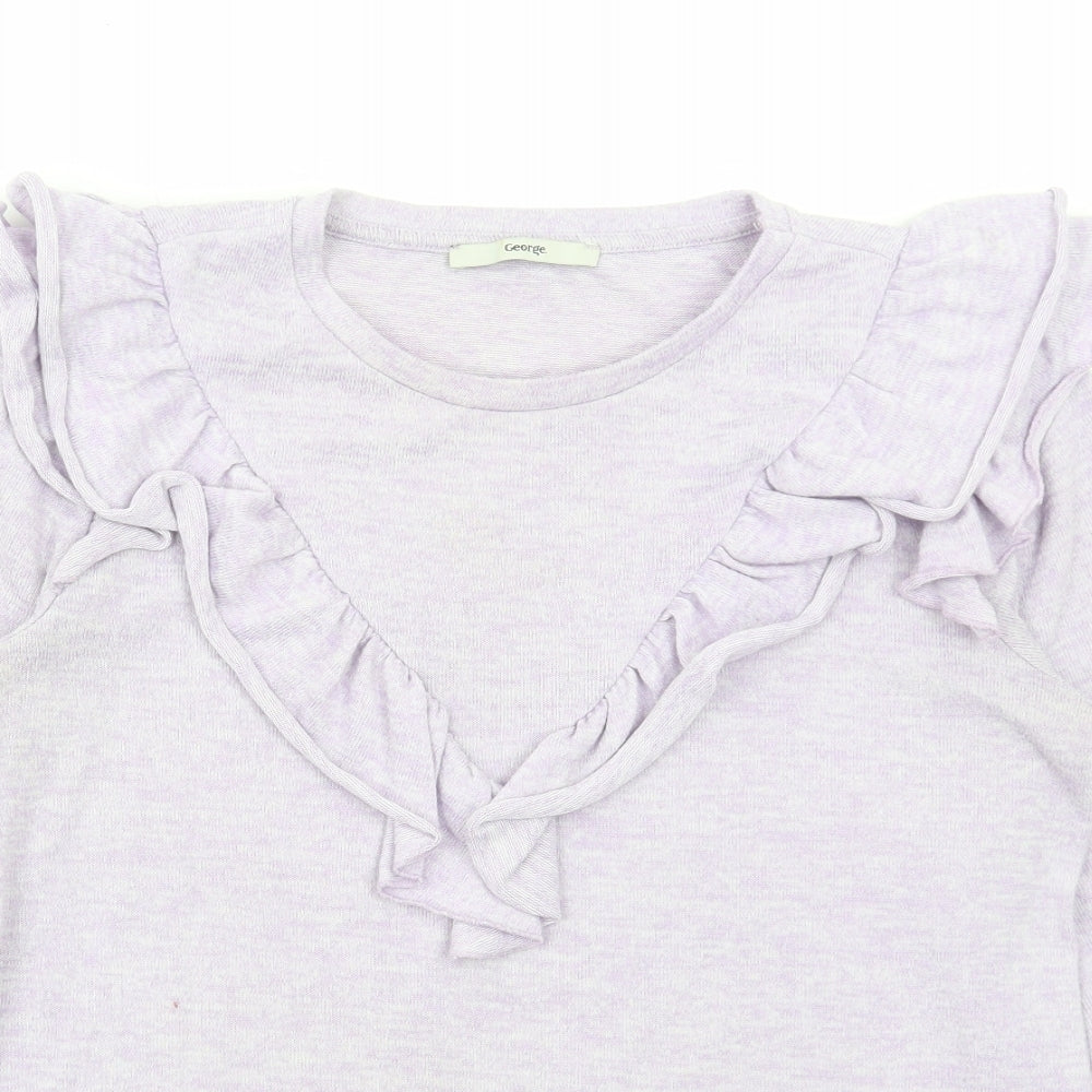 George Womens Purple Polyester Basic T-Shirt Size S Round Neck