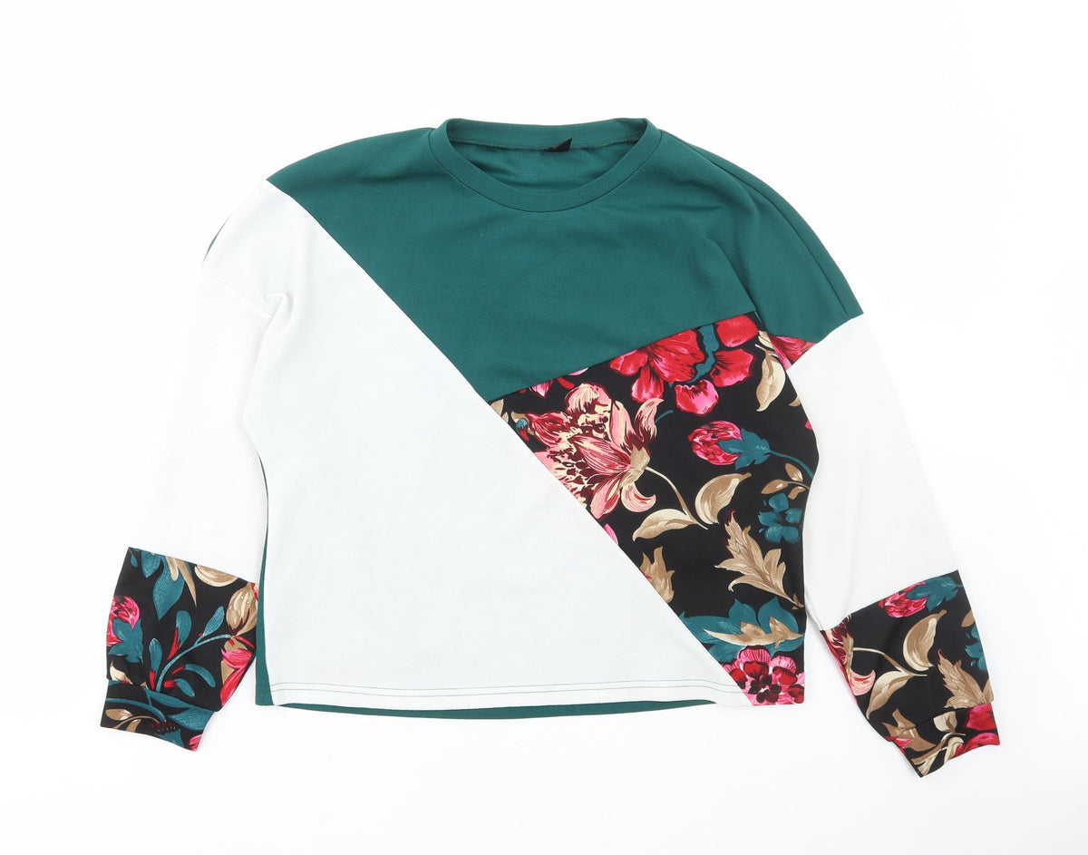 SheIn Womens Multicoloured Floral Polyester Pullover Sweatshirt Size L Pullover
