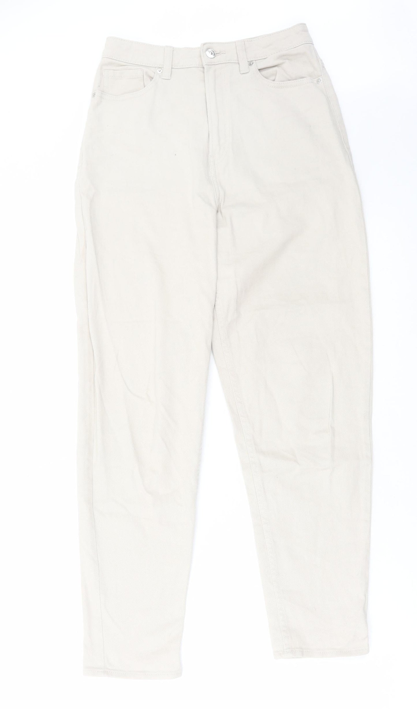 Womens UK Size 8 H&M Regular Fit Straight Beige Jeans