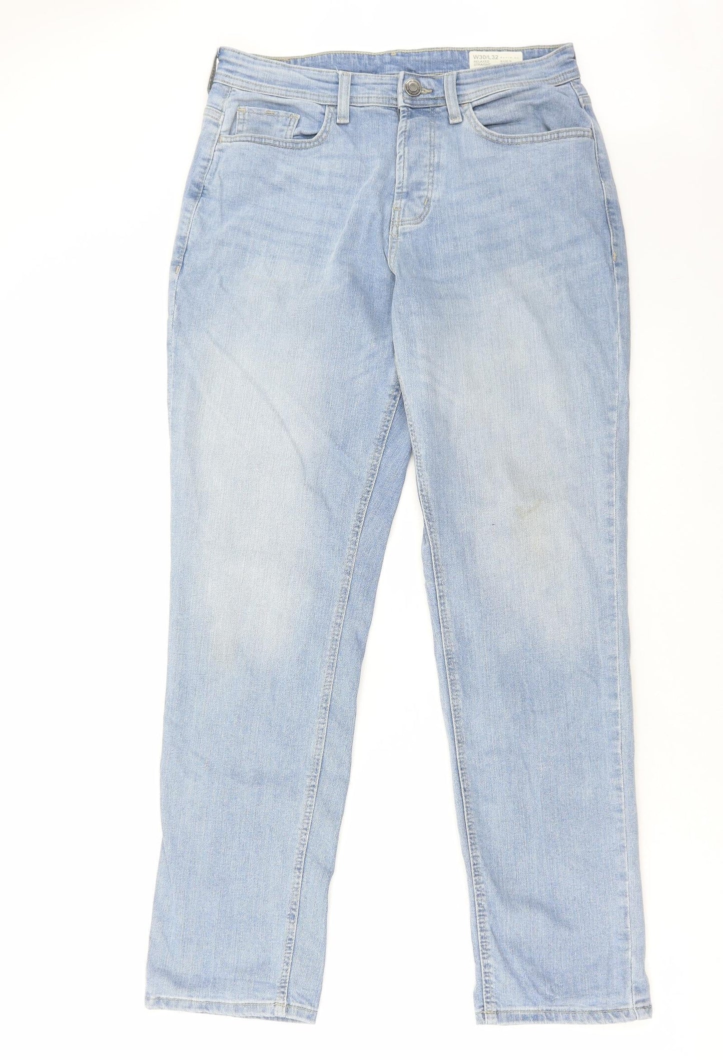 Denim & Co. Mens Blue Cotton Straight Jeans Size 30 in L36 in Regular Zip