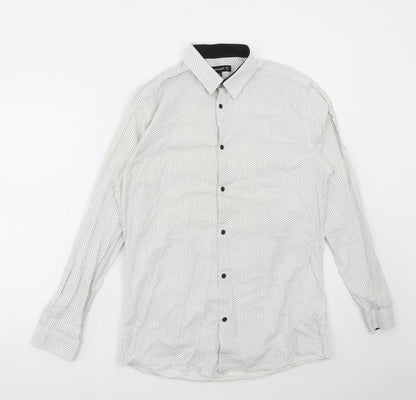 Mens UK Size 15.5 Cedar Wood State White  Button-Up Long Sleeve Casual Shirt