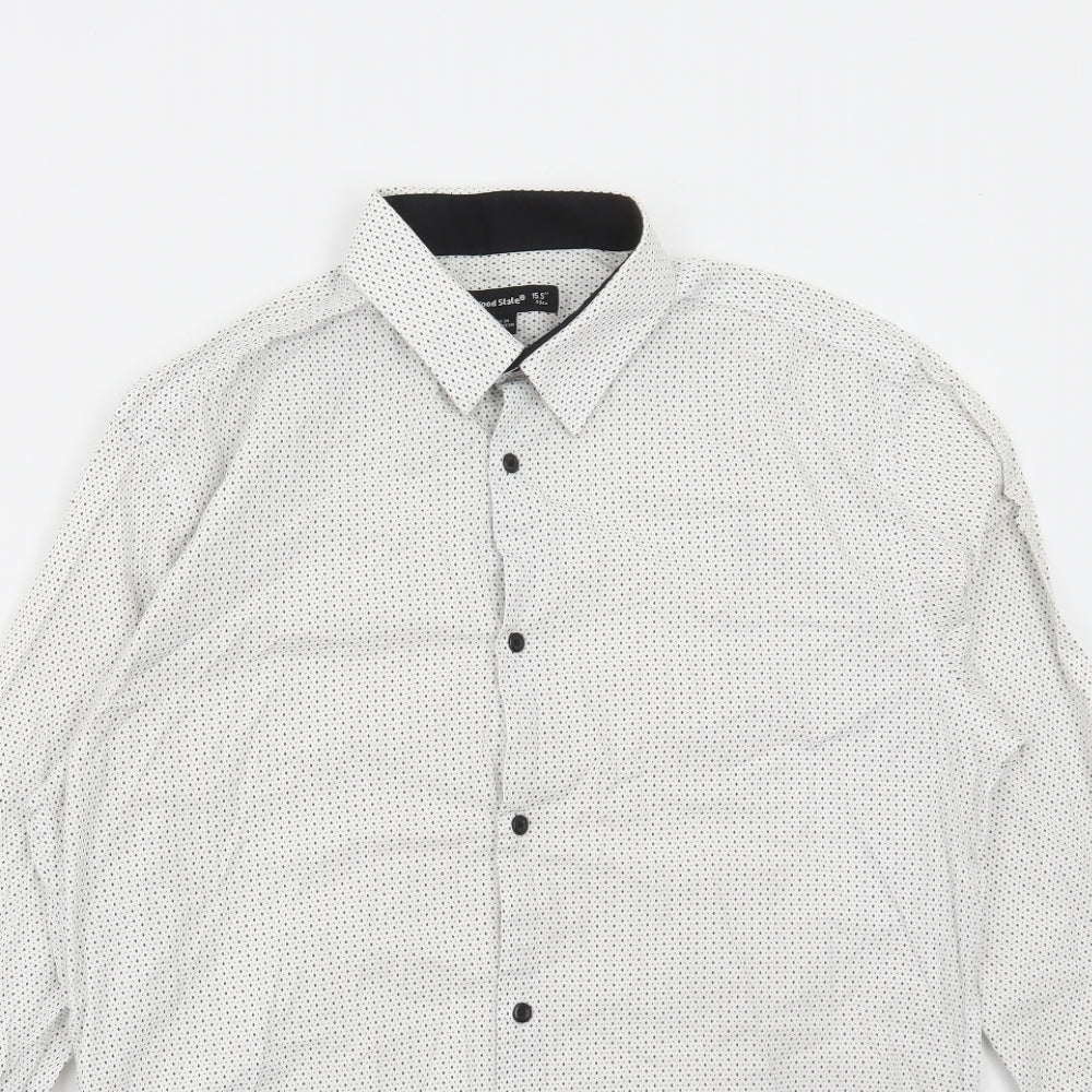 Mens UK Size 15.5 Cedar Wood State White  Button-Up Long Sleeve Casual Shirt