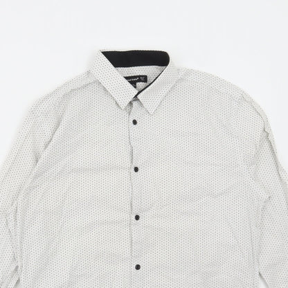 Mens UK Size 15.5 Cedar Wood State White  Button-Up Long Sleeve Casual Shirt