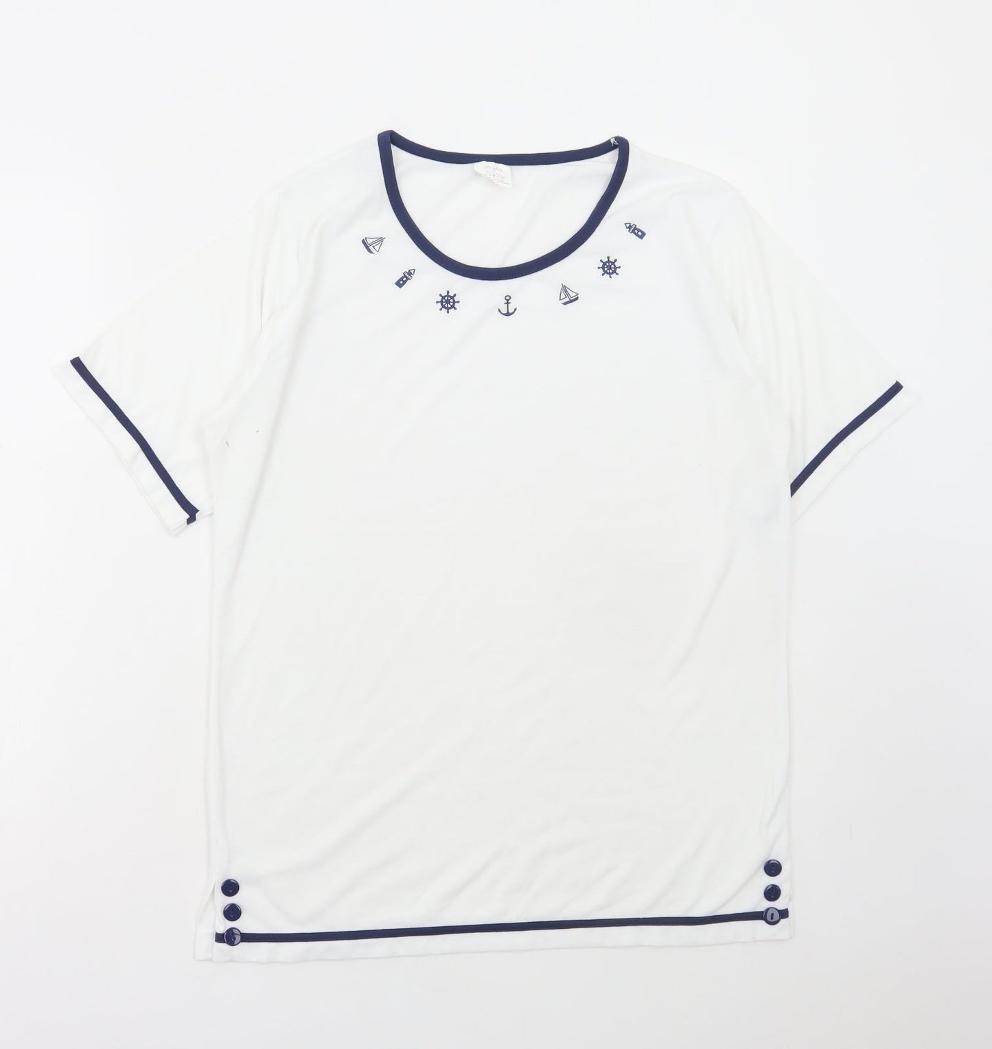 Womens UK Size M Anne De Lancay White Basic T-Shirt