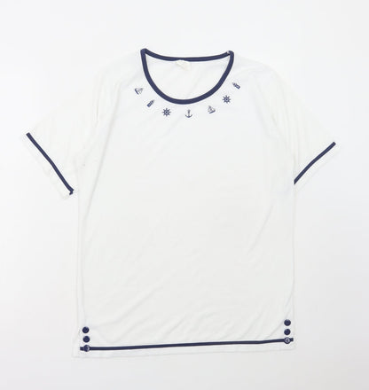 Womens UK Size M Anne De Lancay White Basic T-Shirt