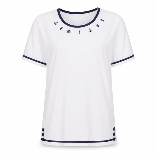 Womens UK Size M Anne De Lancay White Basic T-Shirt