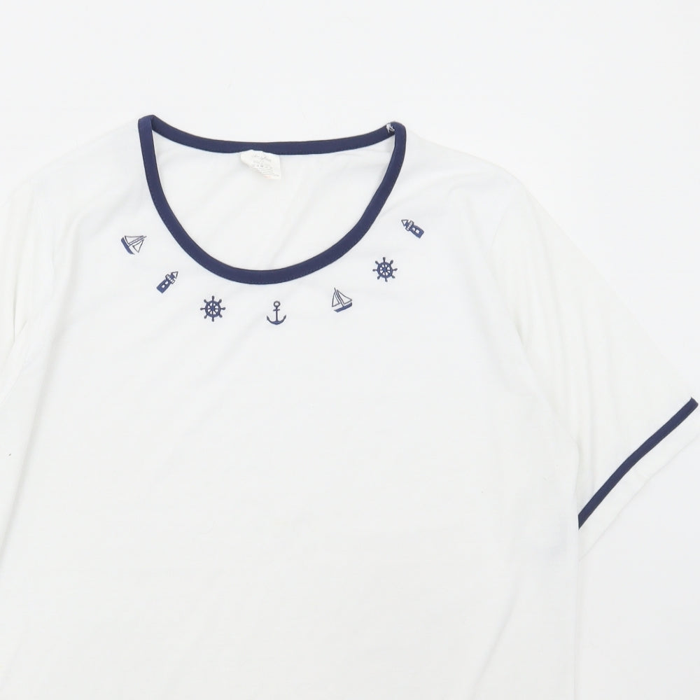 Womens UK Size M Anne De Lancay White Basic T-Shirt