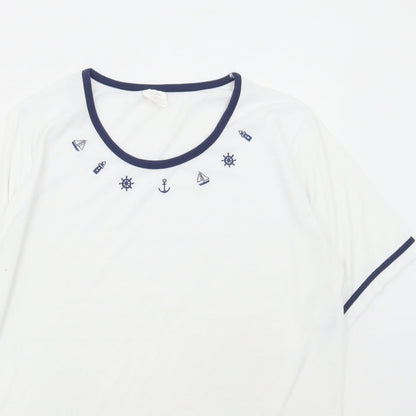 Womens UK Size M Anne De Lancay White Basic T-Shirt