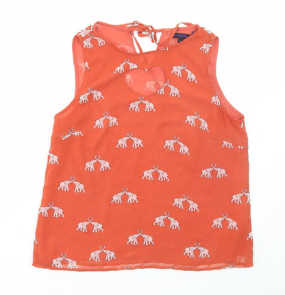 Sugarhill Boutique Womens Red Geometric Polyester Basic Blouse Size M Round Neck - Elephant Print