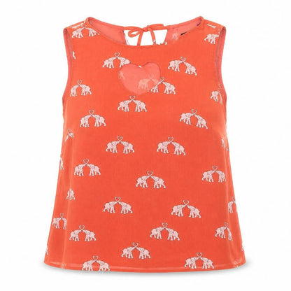 Sugarhill Boutique Womens Red Geometric Polyester Basic Blouse Size M Round Neck - Elephant Print