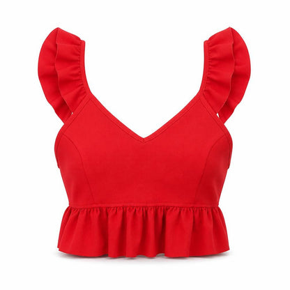 Womens UK Size 6 New Look Red Cropped Blouse
