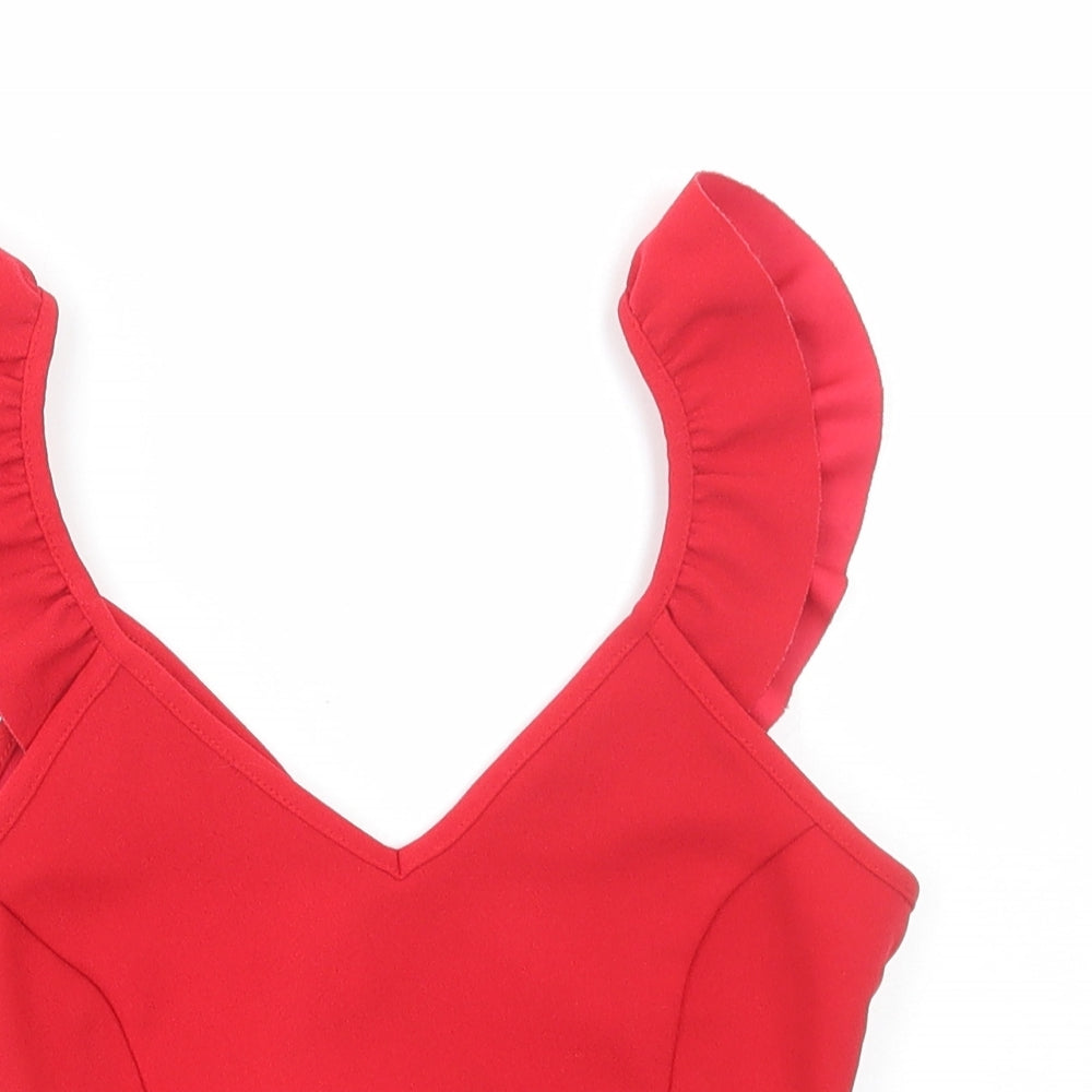 Womens UK Size 6 New Look Red Cropped Blouse