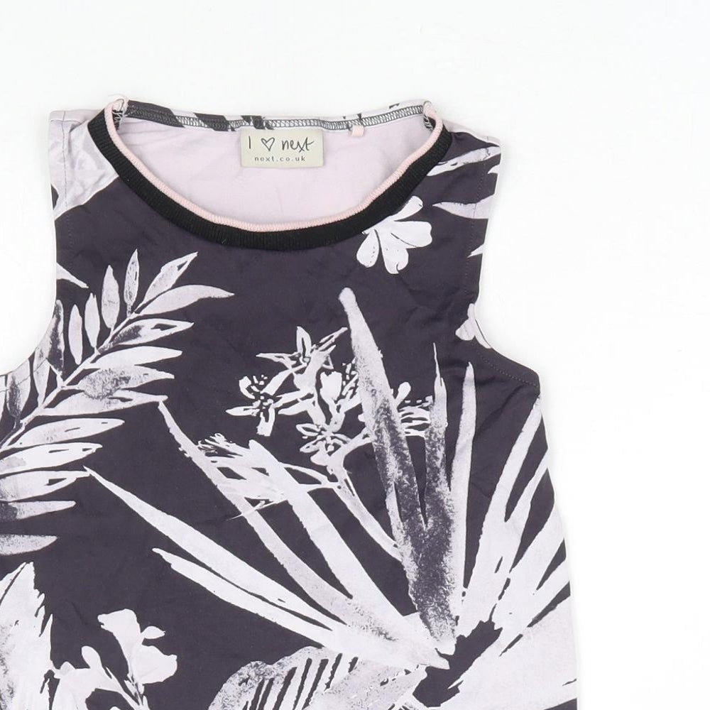 NEXT Girls Grey Geometric Nylon Basic Tank Size 5 Years Round Neck Pullover