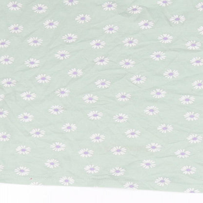 George Girls Green Floral Cotton Cropped T-Shirt Size 6-7 Years Round Neck Pullover
