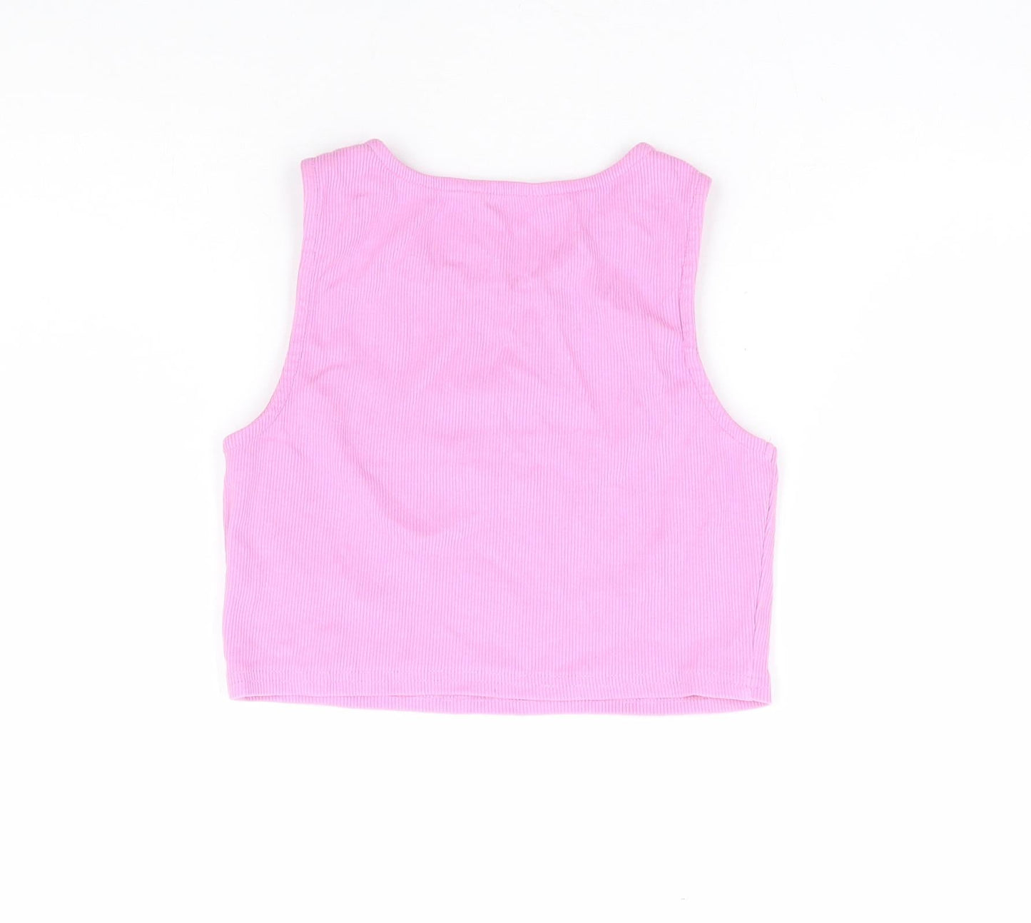 Primark Girls Pink Cotton Cropped Tank Size 10-11 Years Round Neck Pullover - Ribbed, NYC 1968