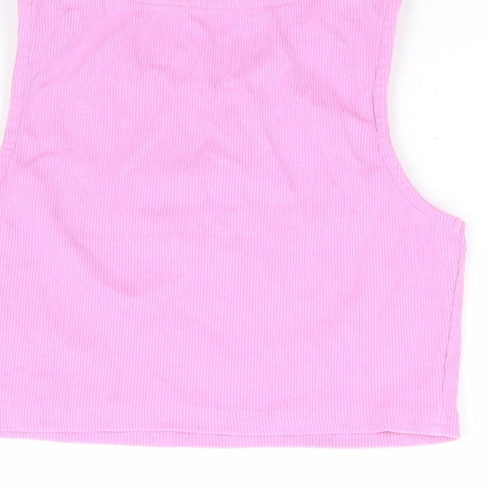 Primark Girls Pink Cotton Cropped Tank Size 10-11 Years Round Neck Pullover - Ribbed, NYC 1968