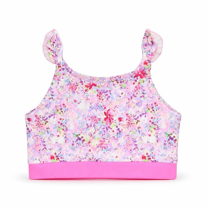 Matalan Girls Pink Floral Polyester Cropped Tank Size 12-13 Years Round Neck Pullover