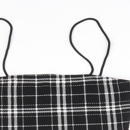 SheIn Womens Black Plaid Polyester Cropped Tank Size XS Square Neck