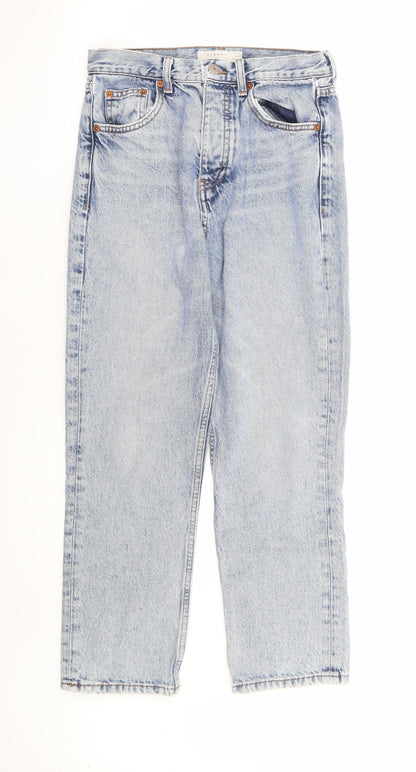 Topshop Womens Blue Cotton Straight Jeans Size 26 in L25 in Regular Button - Short Length