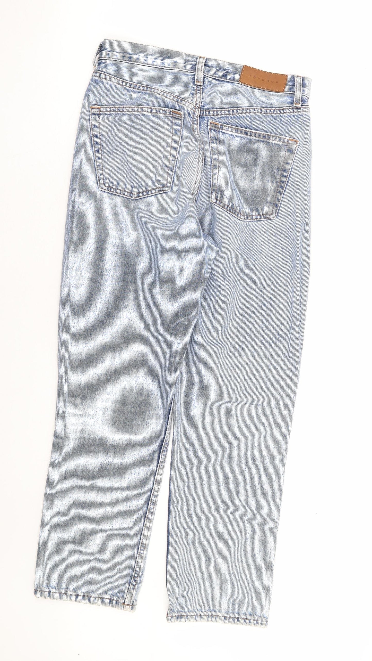 Topshop Womens Blue Cotton Straight Jeans Size 26 in L25 in Regular Button - Short Length