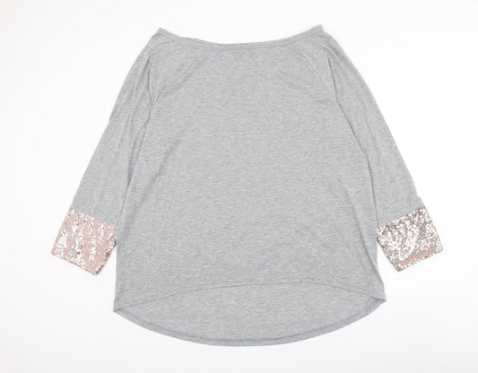 SheIn Womens Grey Boat Neck Polyester Pullover Jumper Size 2XL