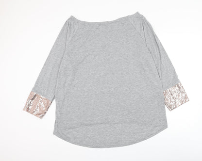 SheIn Womens Grey Boat Neck Polyester Pullover Jumper Size 2XL