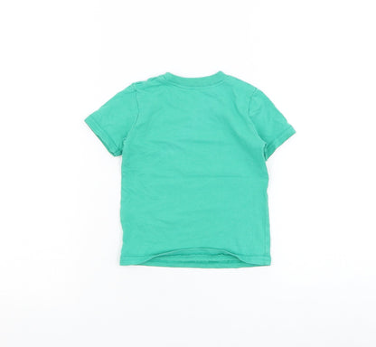 George Boys Green Cotton Basic T-Shirt Size 9-12 Months Round Neck Pullover - I'm The Little Bro