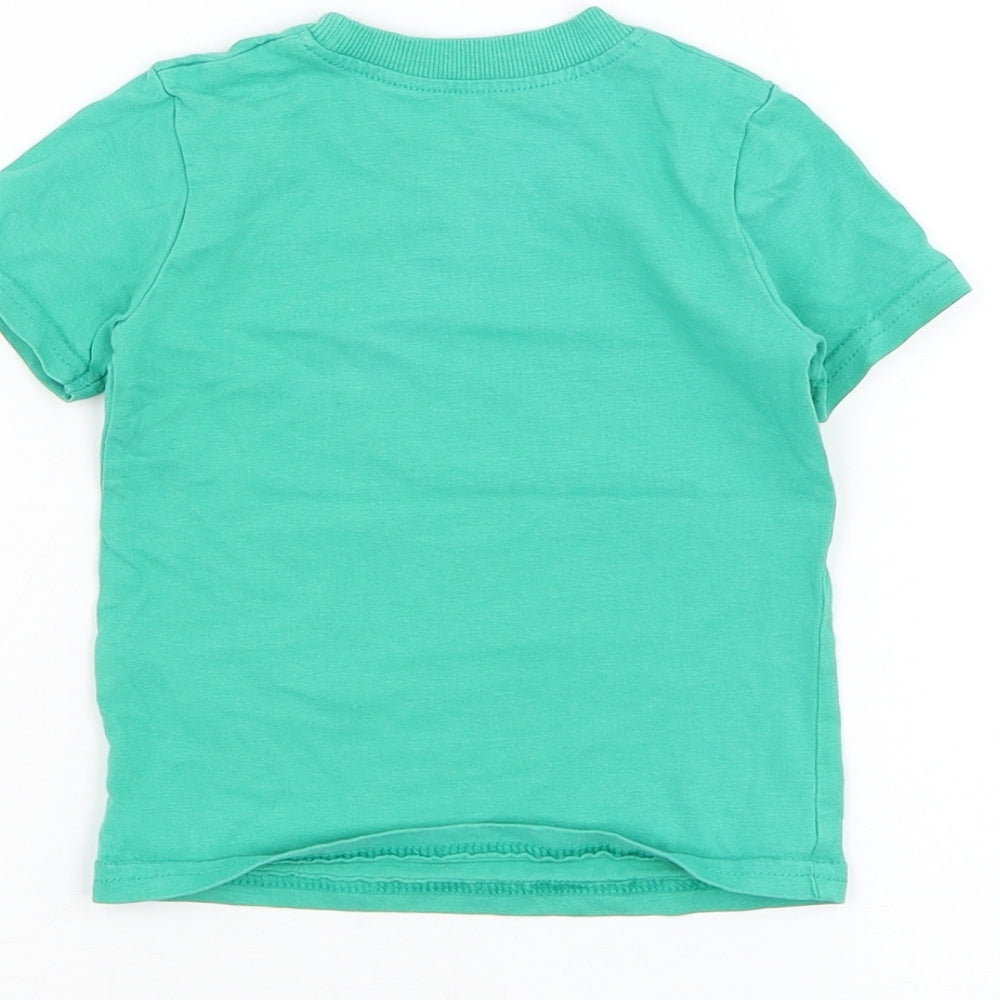 George Boys Green Cotton Basic T-Shirt Size 9-12 Months Round Neck Pullover - I'm The Little Bro