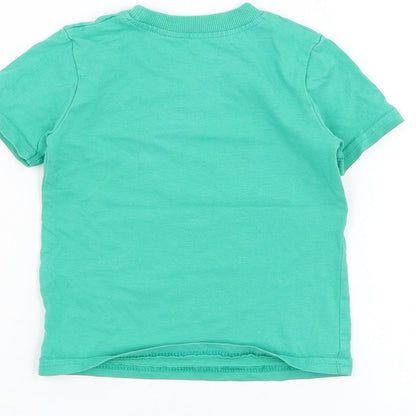 George Boys Green Cotton Basic T-Shirt Size 9-12 Months Round Neck Pullover - I'm The Little Bro