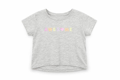 Primark Girls Grey Cotton Basic T-Shirt Size 2-3 Years Round Neck Pullover - Awesome