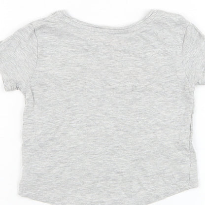 Primark Girls Grey Cotton Basic T-Shirt Size 2-3 Years Round Neck Pullover - Awesome